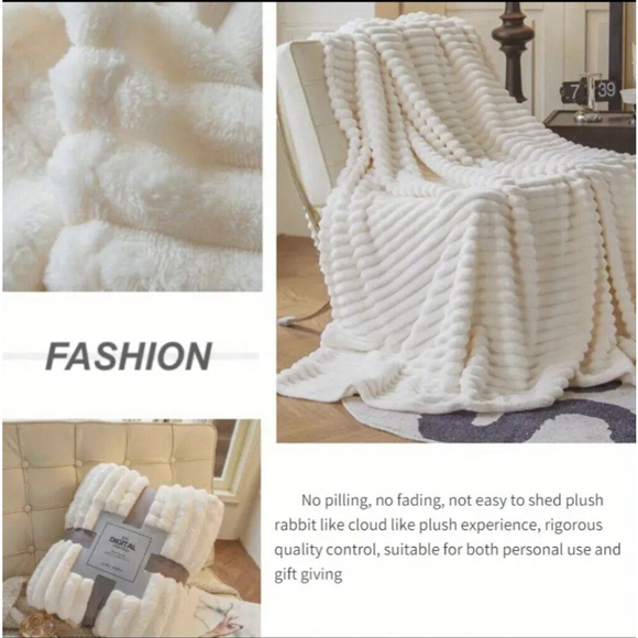 Queen Blanket Gray Plush Blankets Bedspread  Cozy Couch Throw Bed topper Gift - Picture 8 of 12